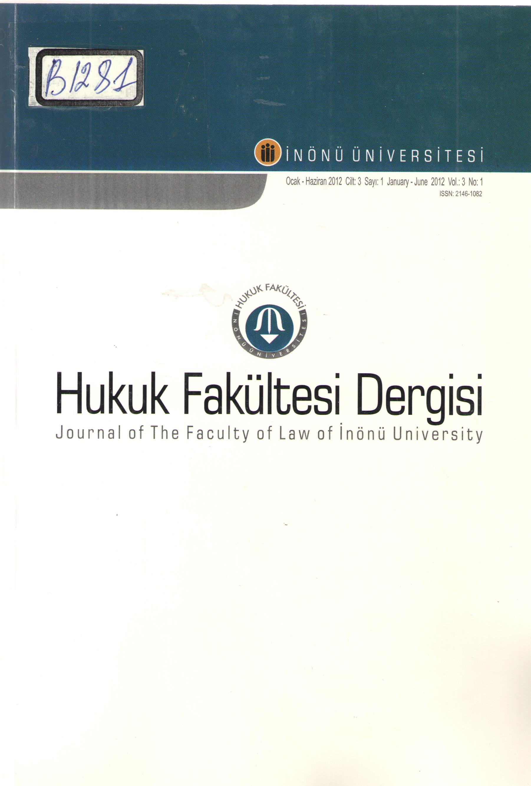 İnönü Üniversitesi Hukuk Fakültesi Dergisi 2