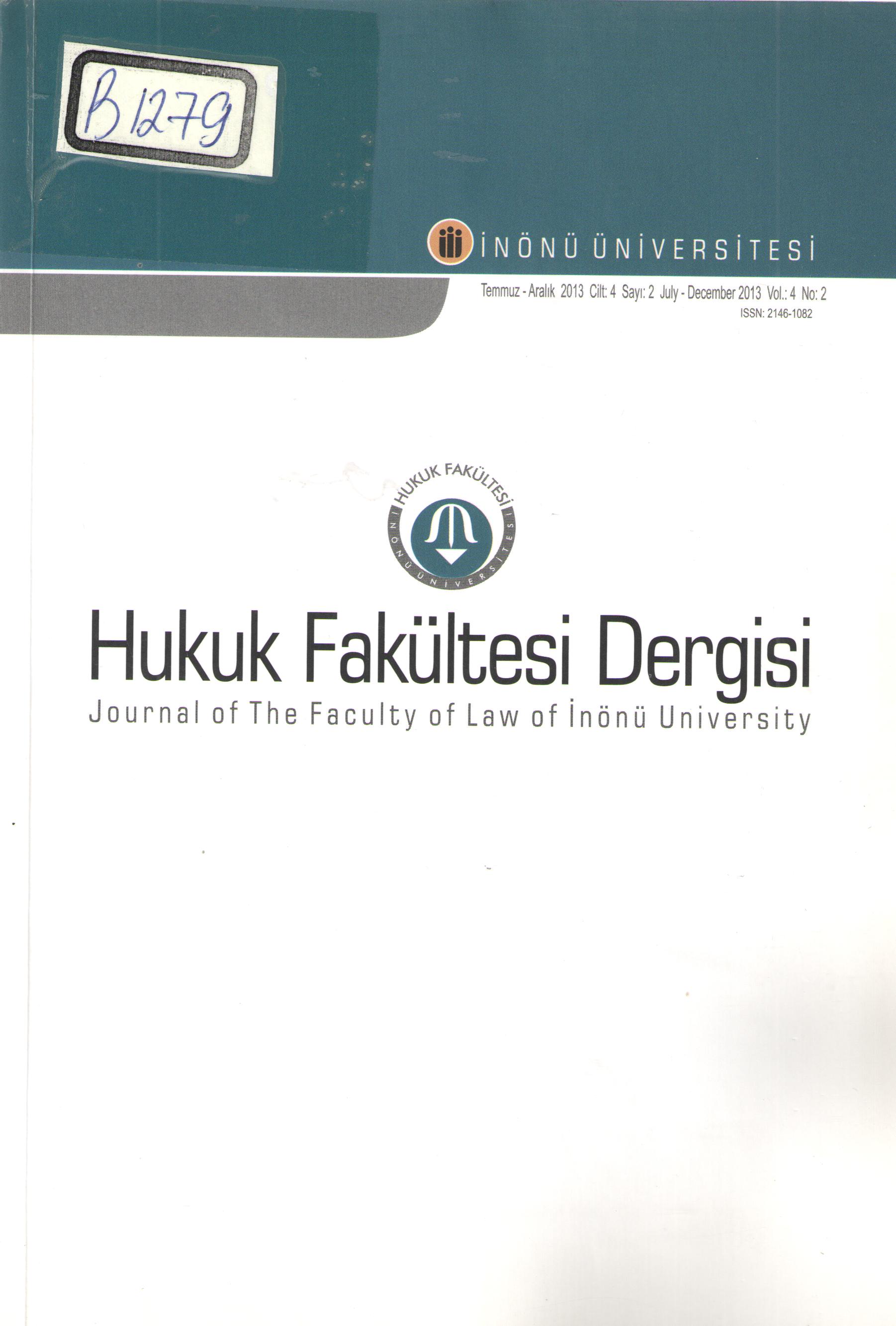 İnönü Üniversitesi Hukuk Fakültesi Dergisi 2