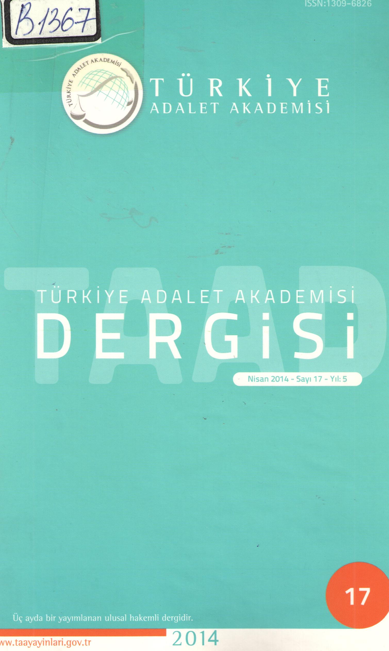 Türkiye Adalet Akademisi Dergisi Sayi 18, 2014