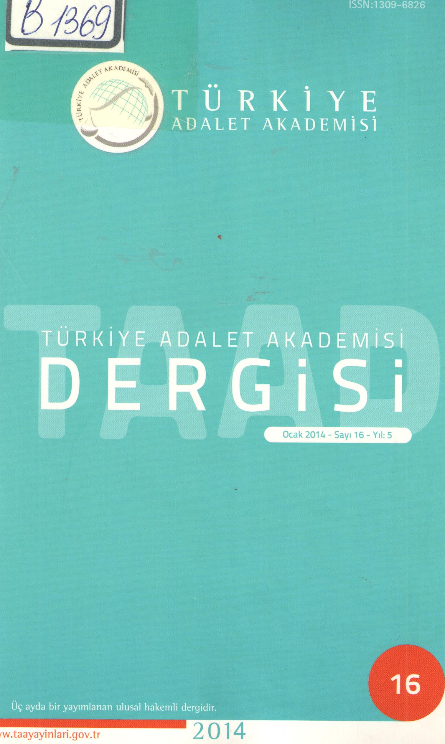 Türkiye Adalet Akademisi Dergisi Sayi 19, 2014