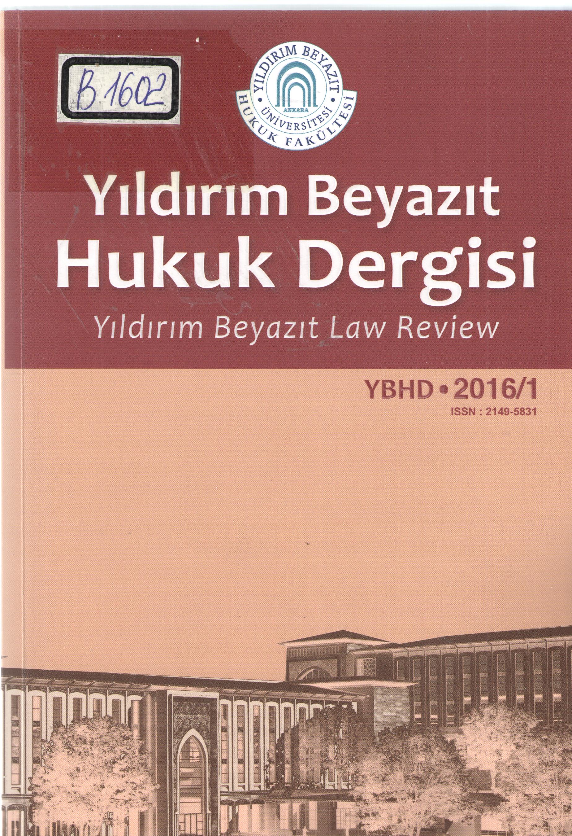 Yıldırım Beyazıt Hukuk Dergisi 2016-1