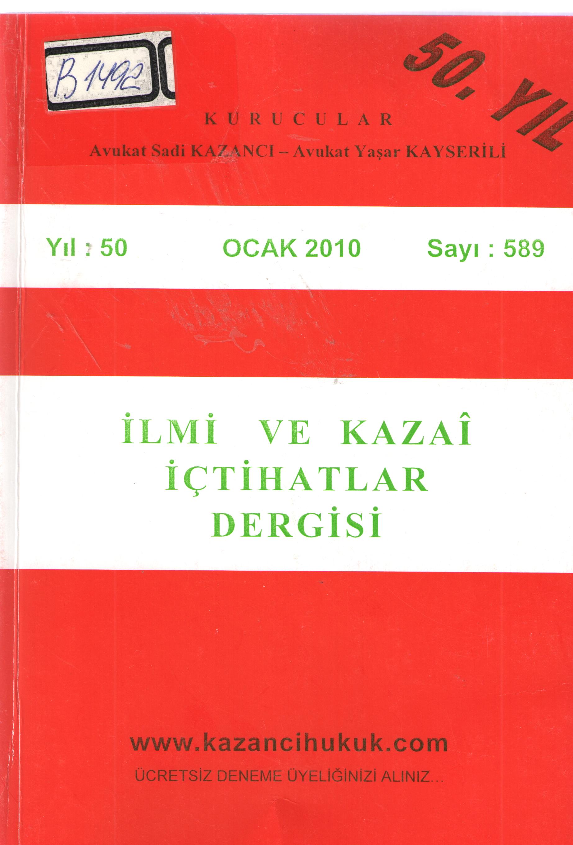 İlmi ve Kazai İçtihatlar Dergisi 594