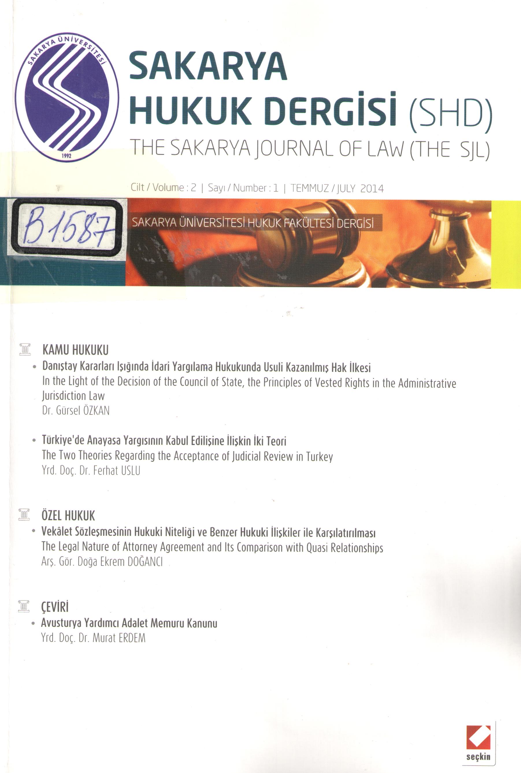 Sakarya Hukuk Dergisi 1, 2015