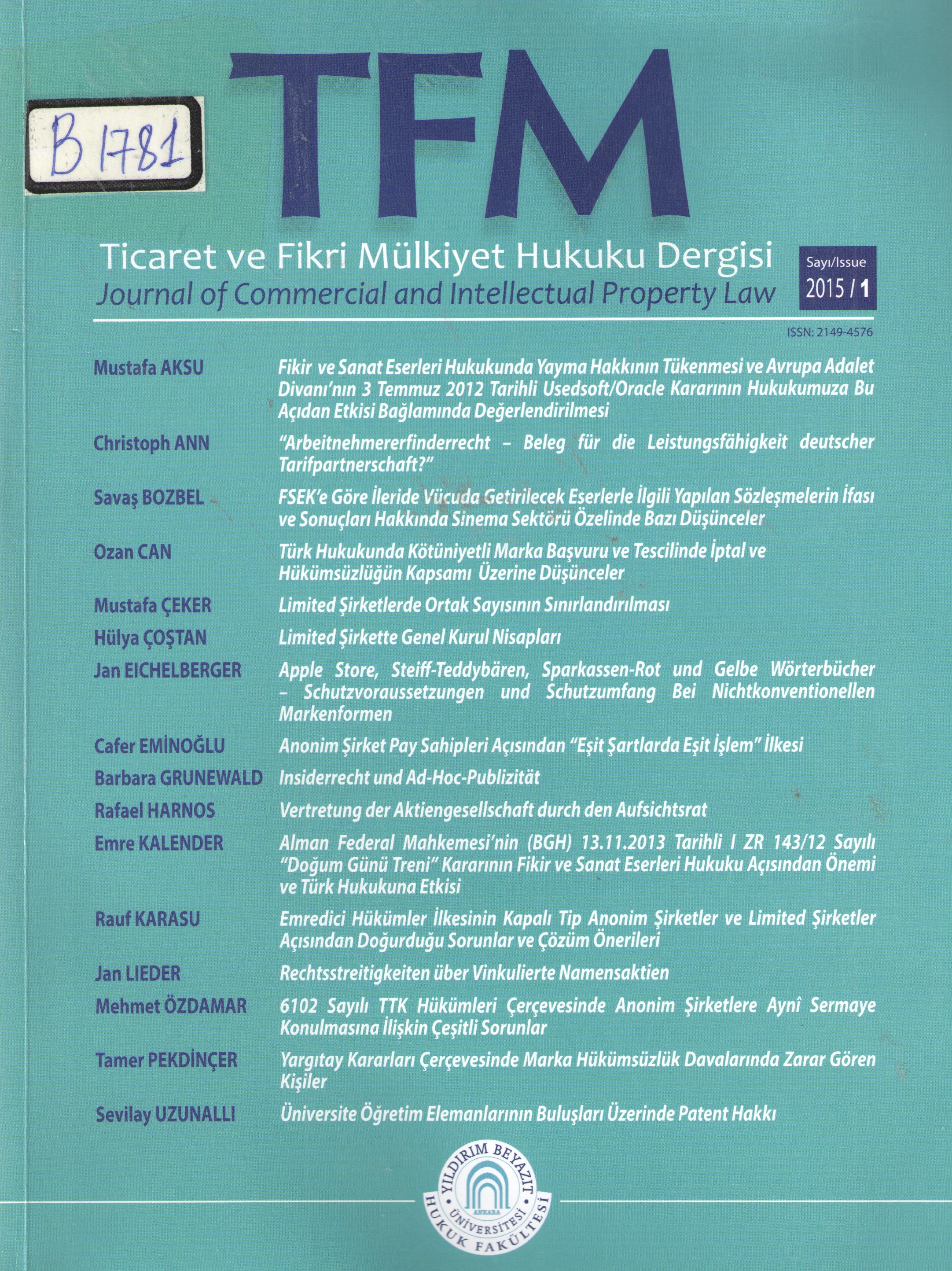 TFM Dergisi 1, 2015