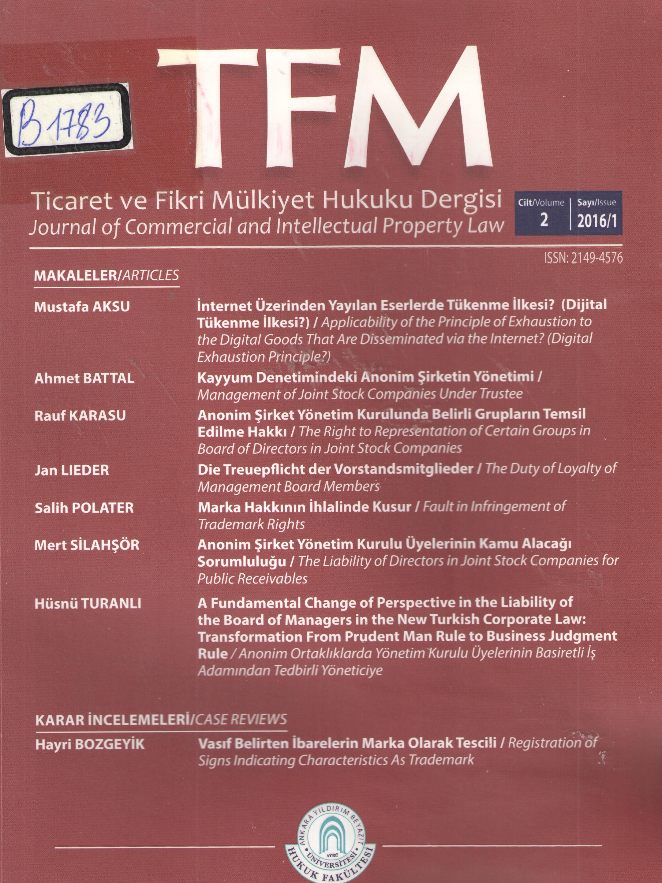 TFM Dergisi 1, 2016
