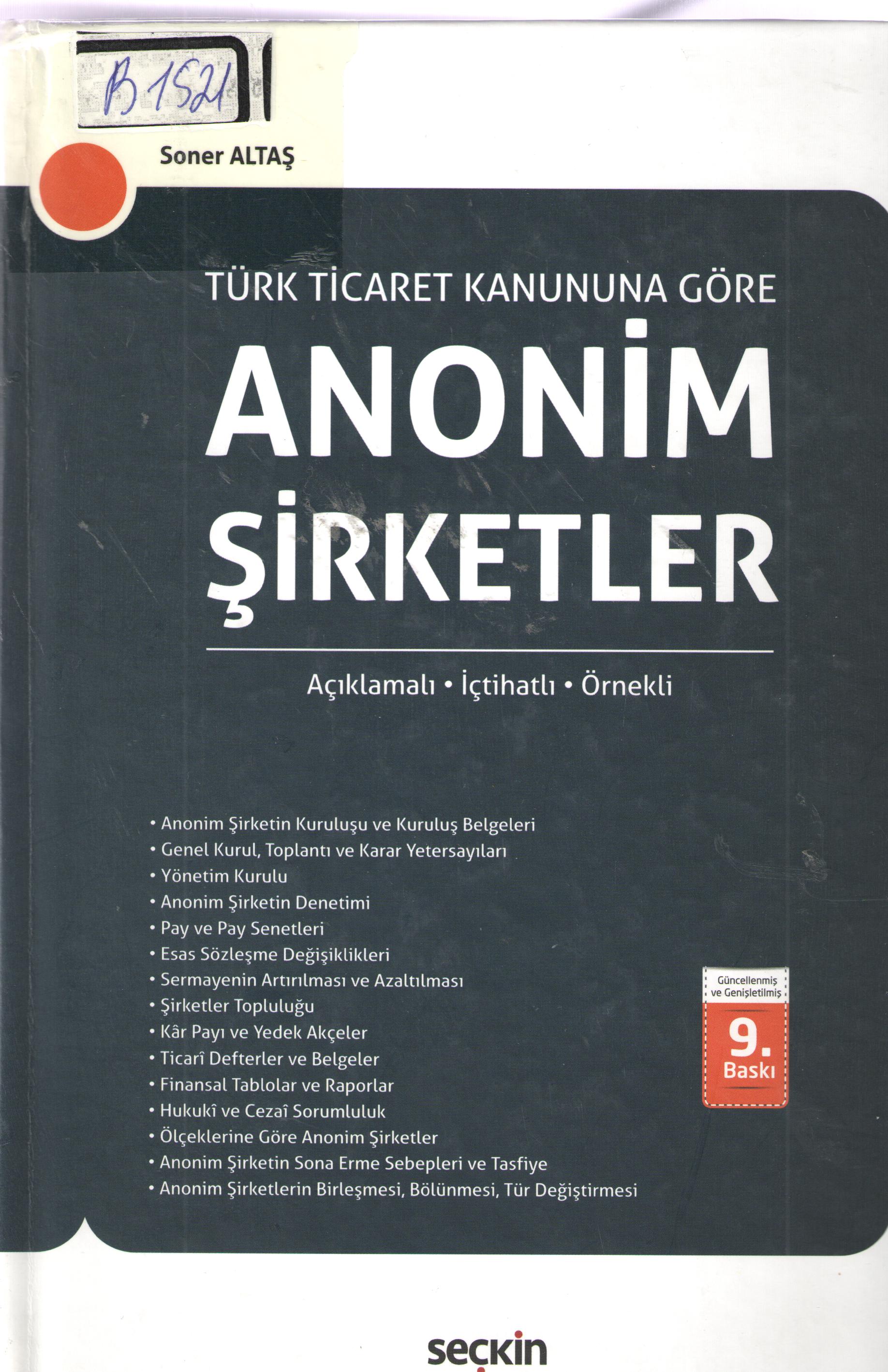TÜRK Ticaret Kanunu Anonim Şirketler