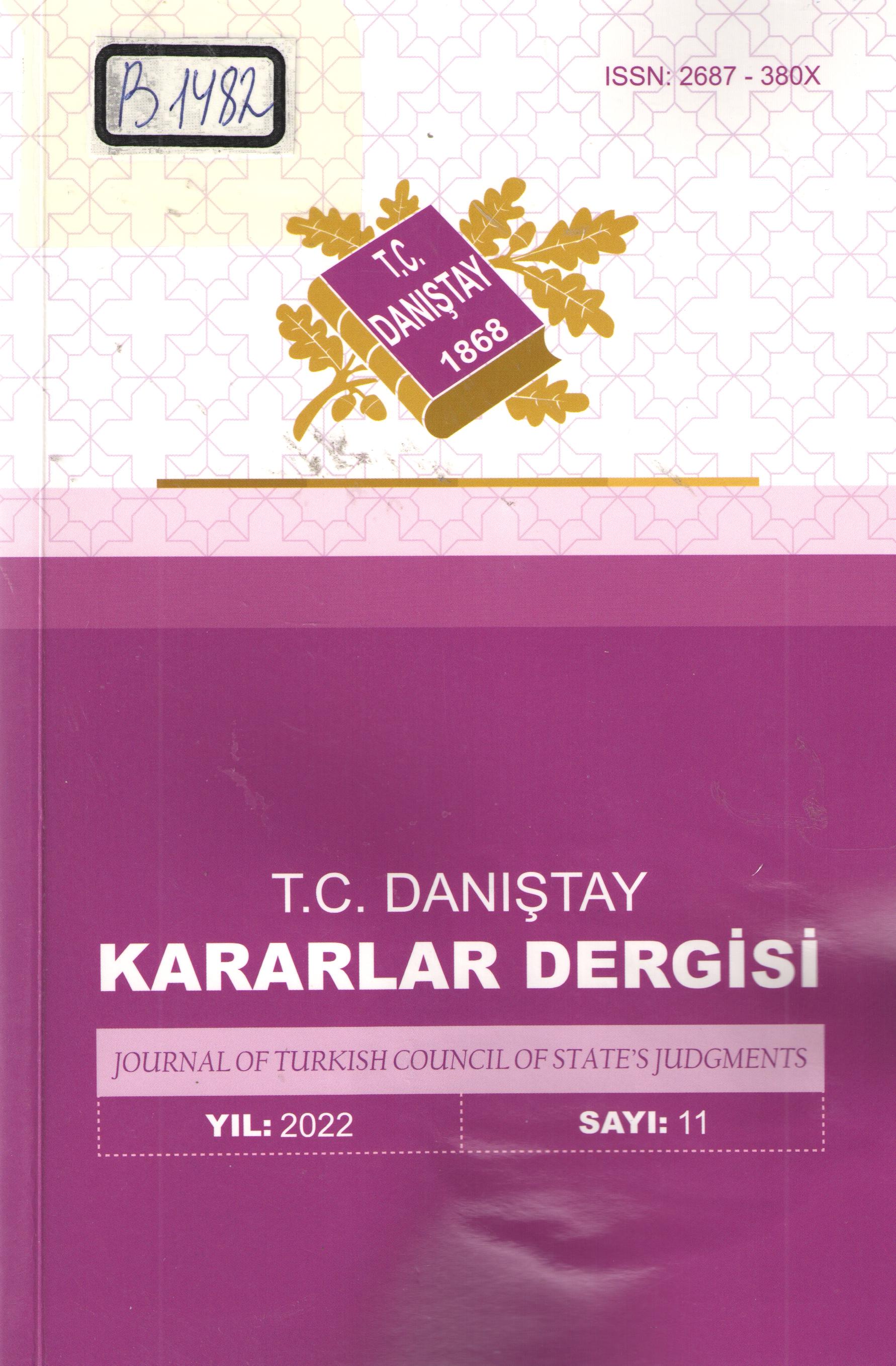 T.C. Danıştay Kararlar Dergisi    2022
