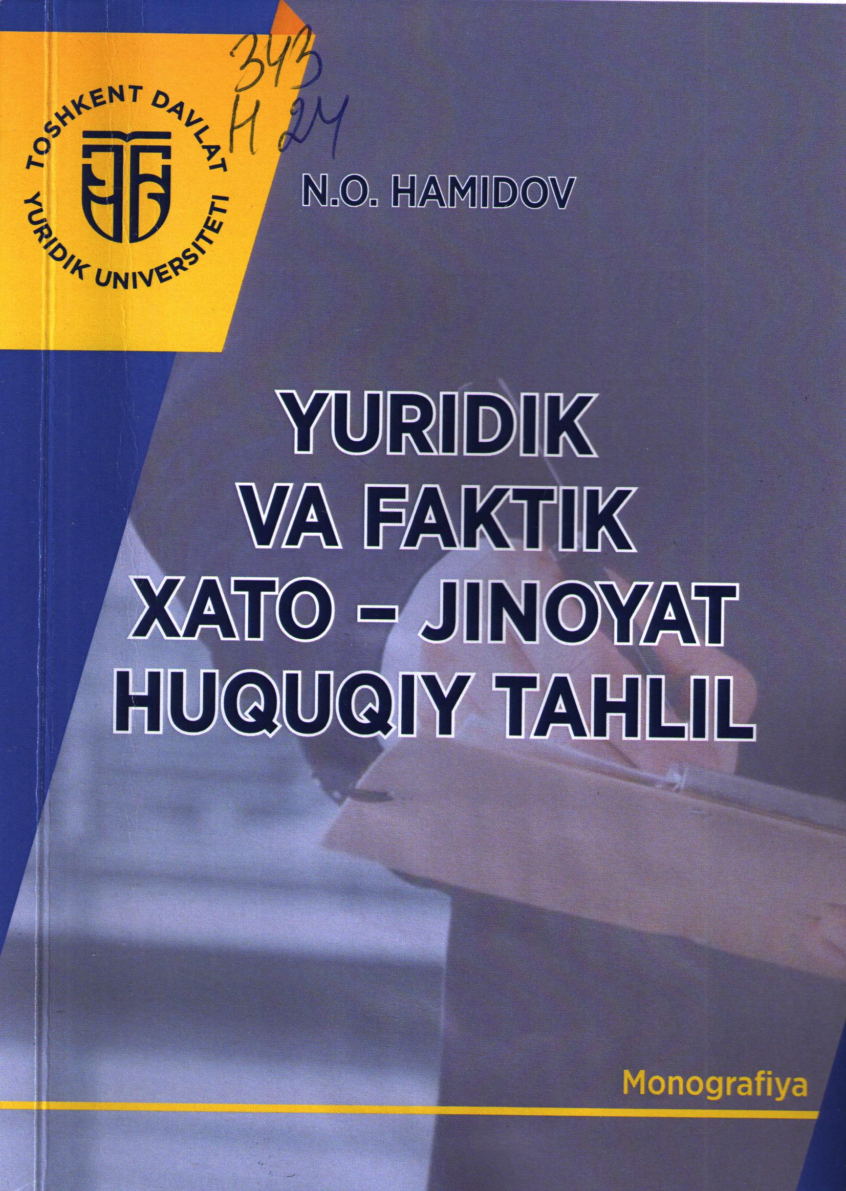Yuridik va faktik xato-jinoyat huquqiy tahlil