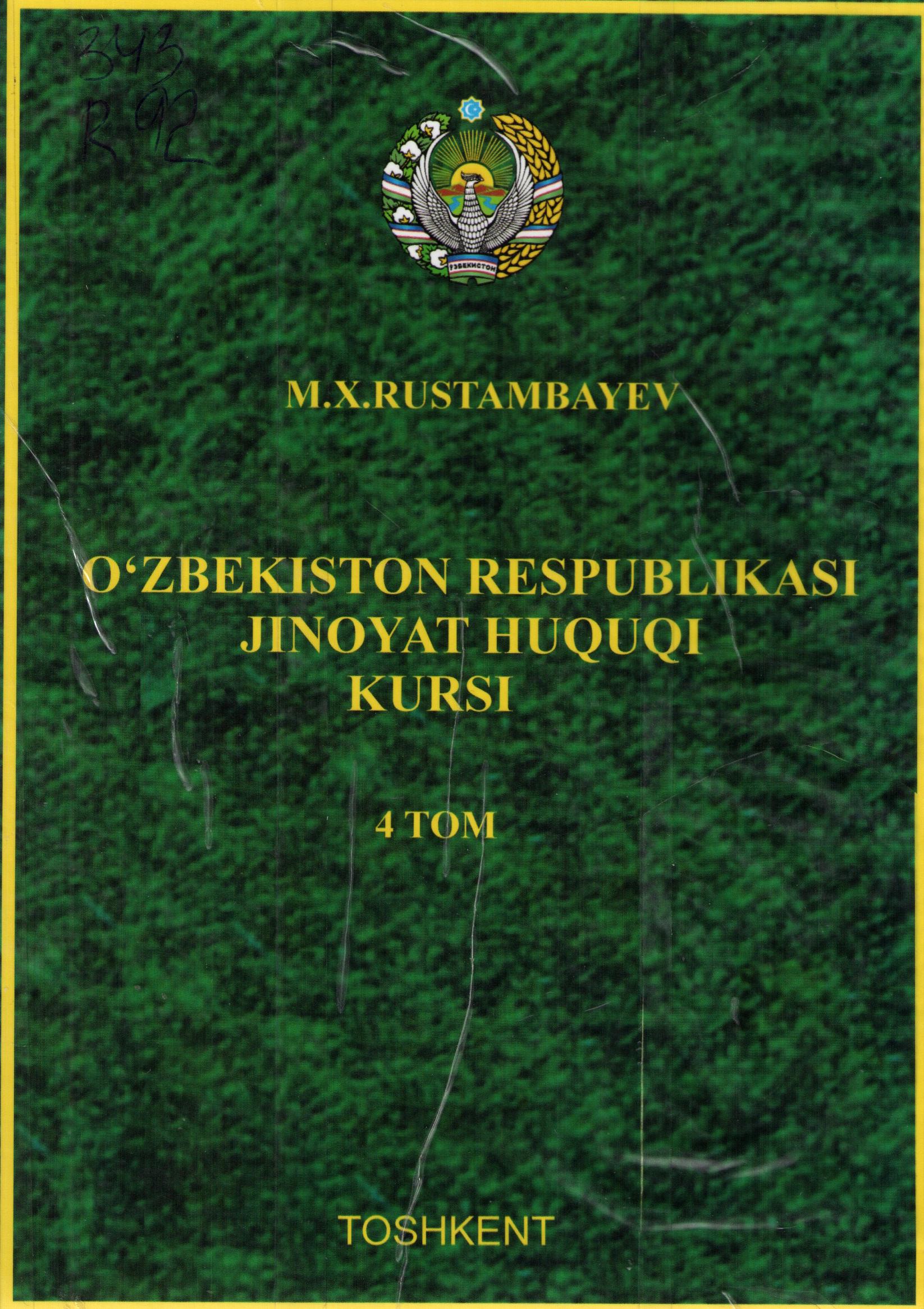 O'zbekiston Respublikasi jinoyat huquqi kursi 4 Tom