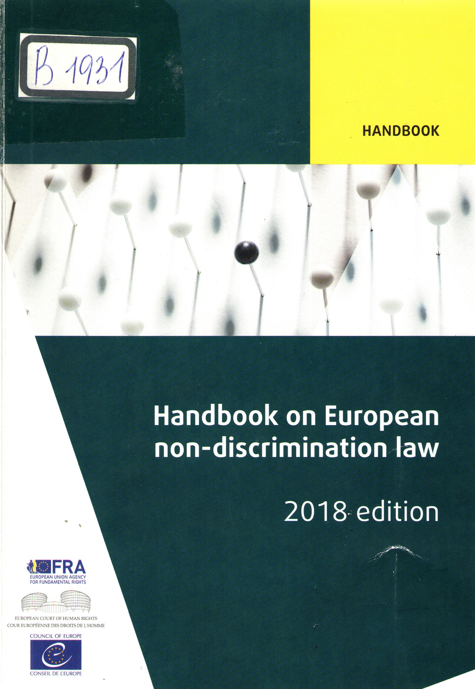 Handbook on European non-discrimination law 2018 edition