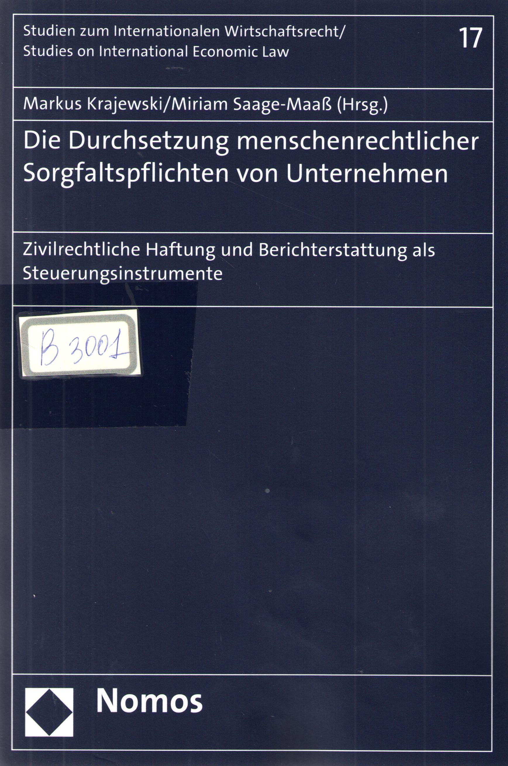 Die Durchsetzung menschenrechtlicher Sorgfaltspflichten von Unternehmen