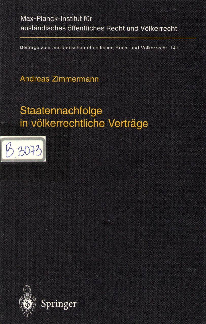 Staatennachfolge in vo'lkerrechtliche Vertra'ge