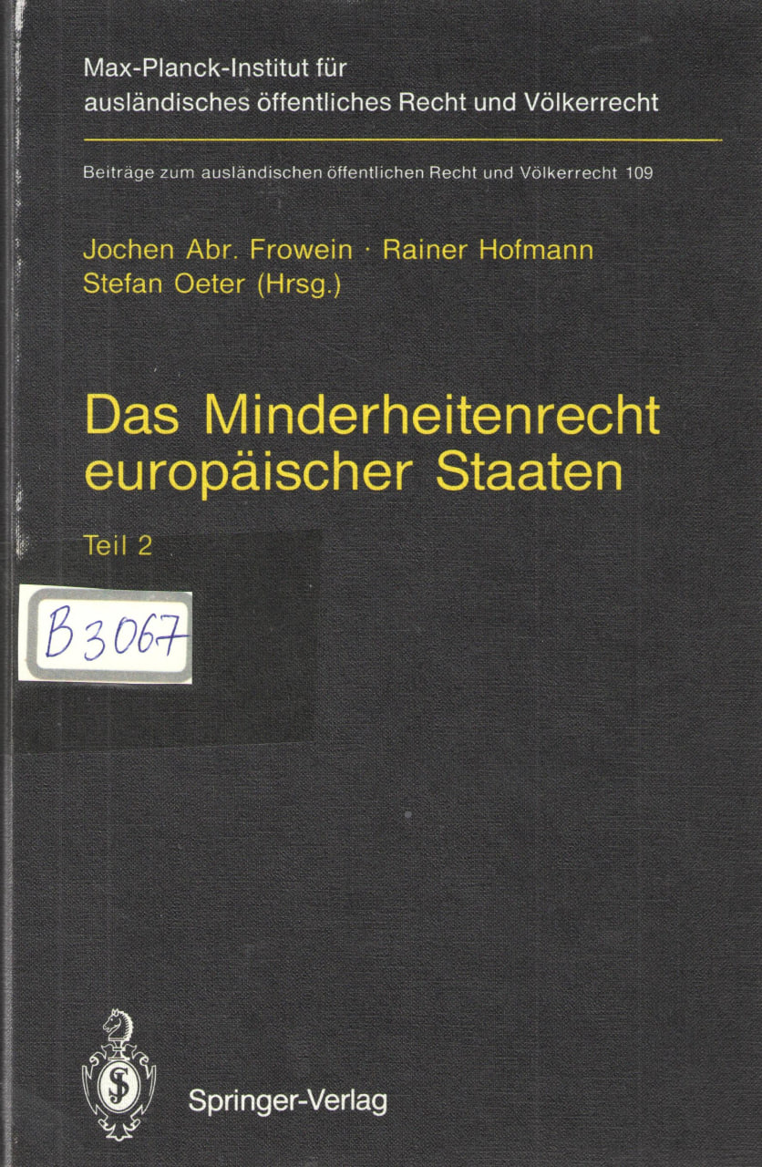 Das Minderheitenrecht europa'ischer staaten
