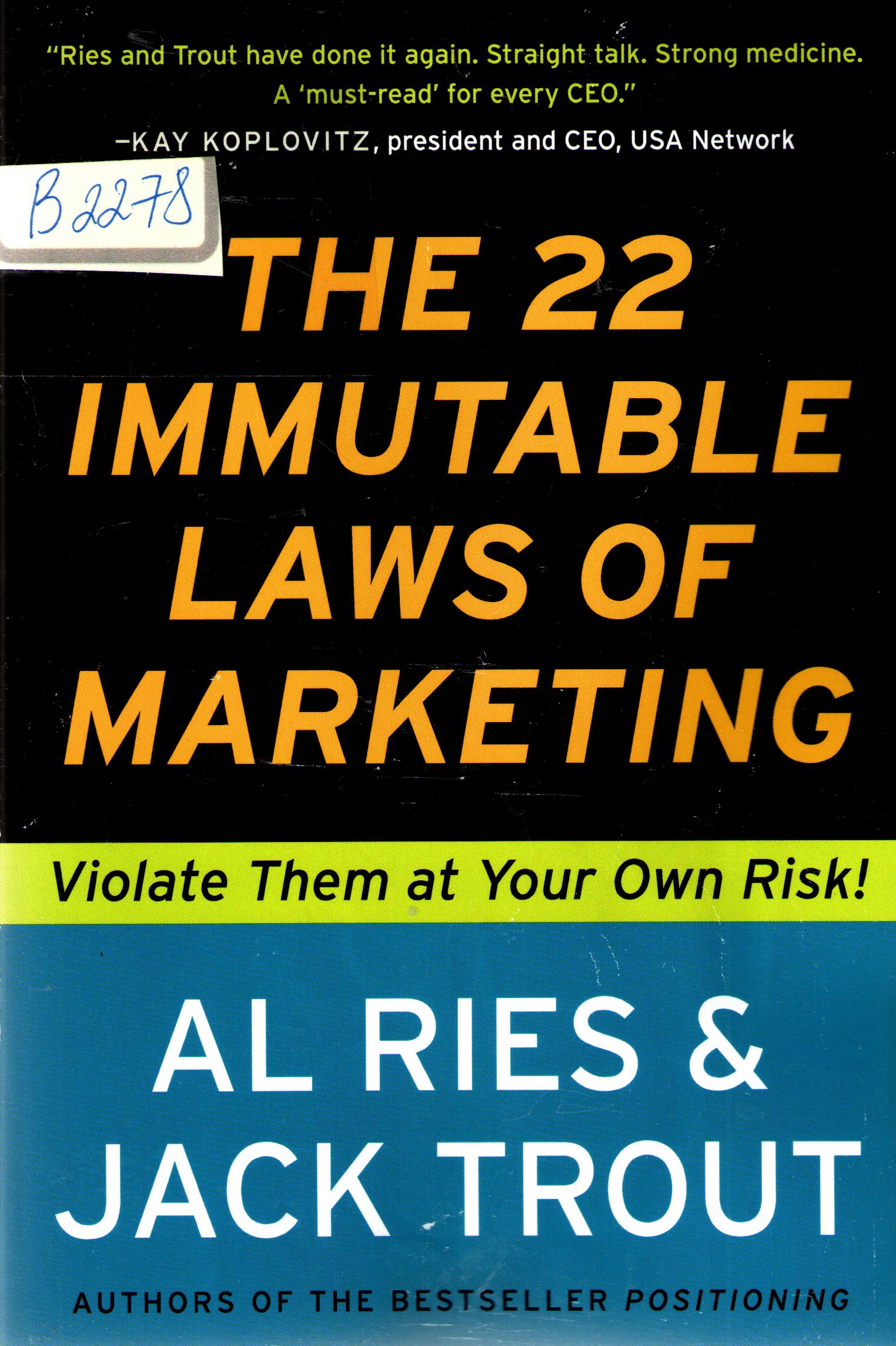 The 22 immutable laws of marketing