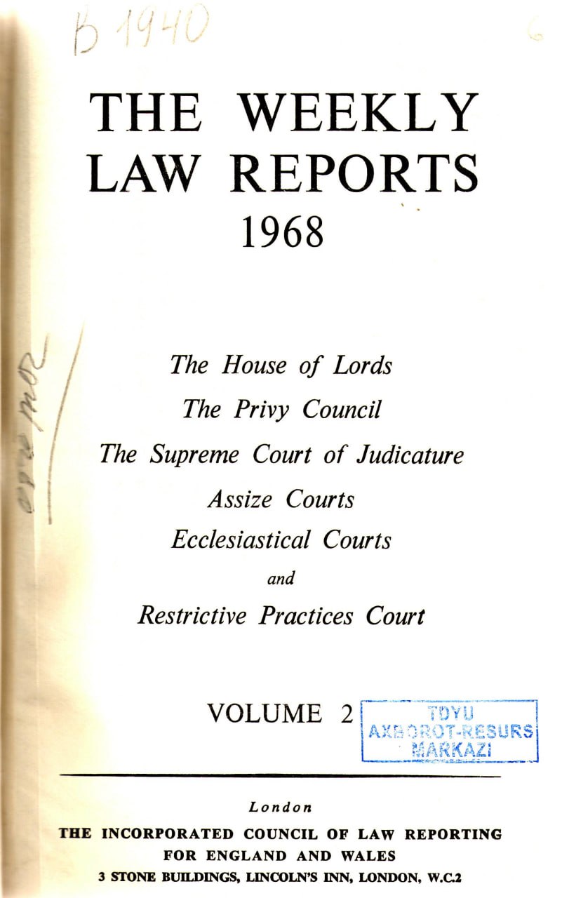 The Weekly Law Reports 1968