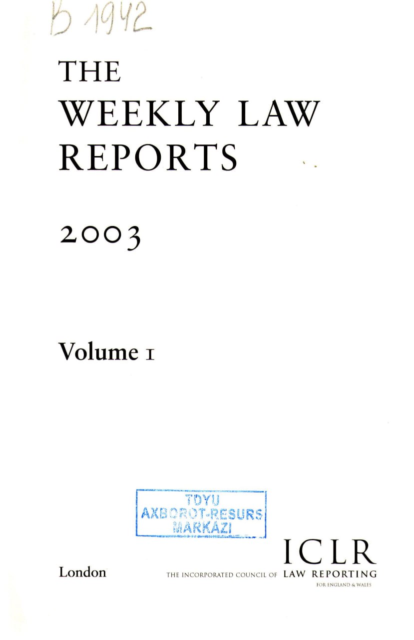 Weekly Law Reports.  Vol 1