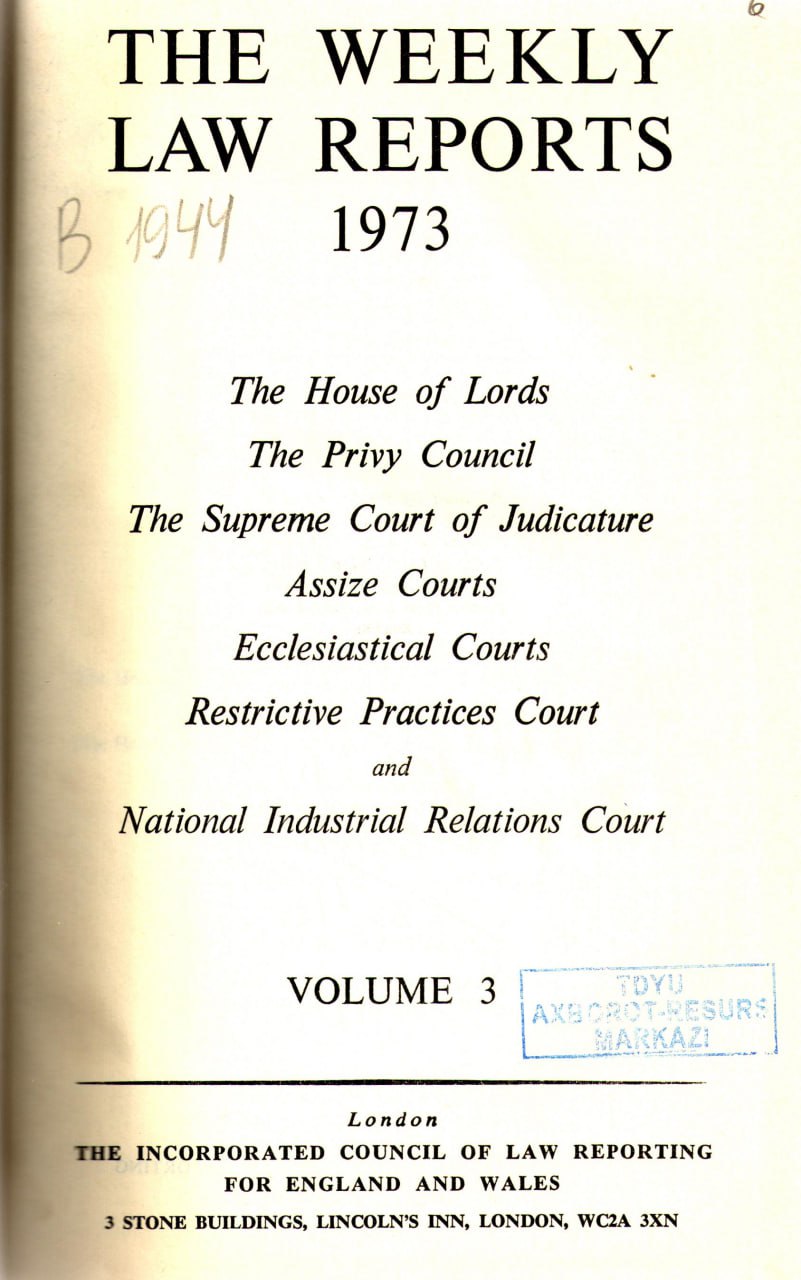 The Weekly Law Reports 1973 Vol 3