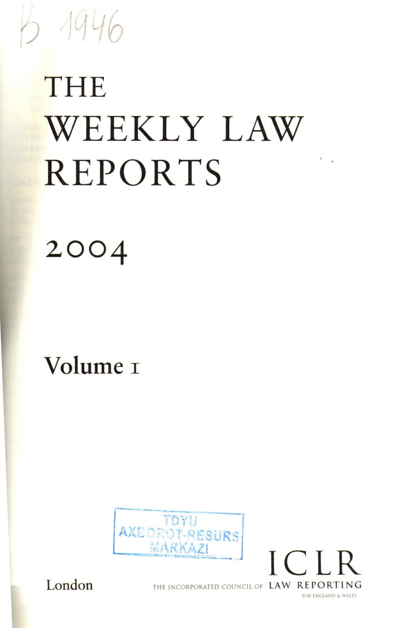 The Weekly Law Reports. Vol 1