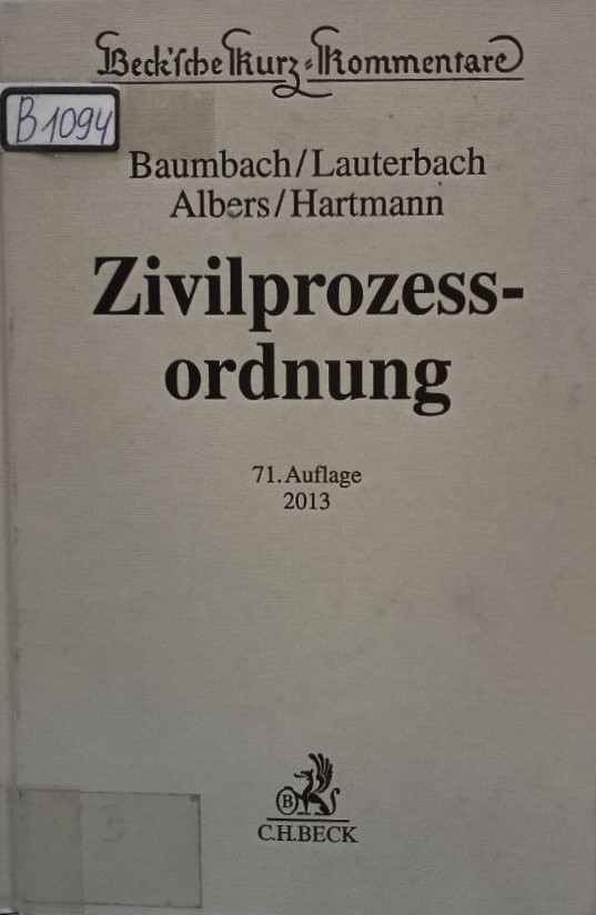 Zivilprozessordnung.71. Auflage