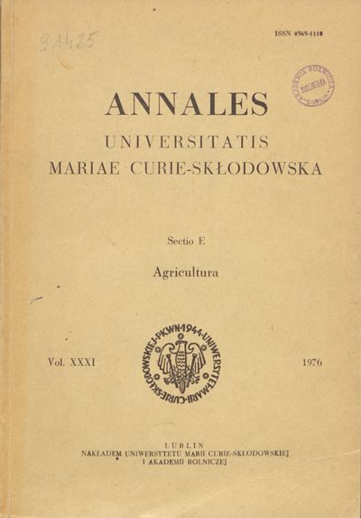 Annales universitatis mariae curie-sklodowska. Vol. XXXI.