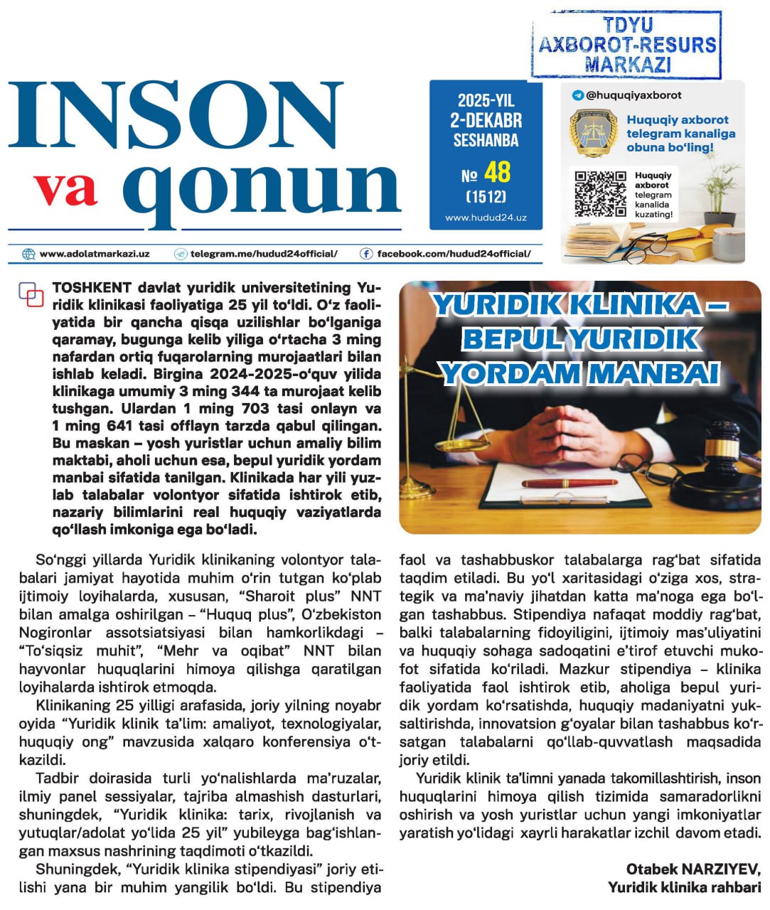 Yuridik klinika - bepul yuridik yordam manbai