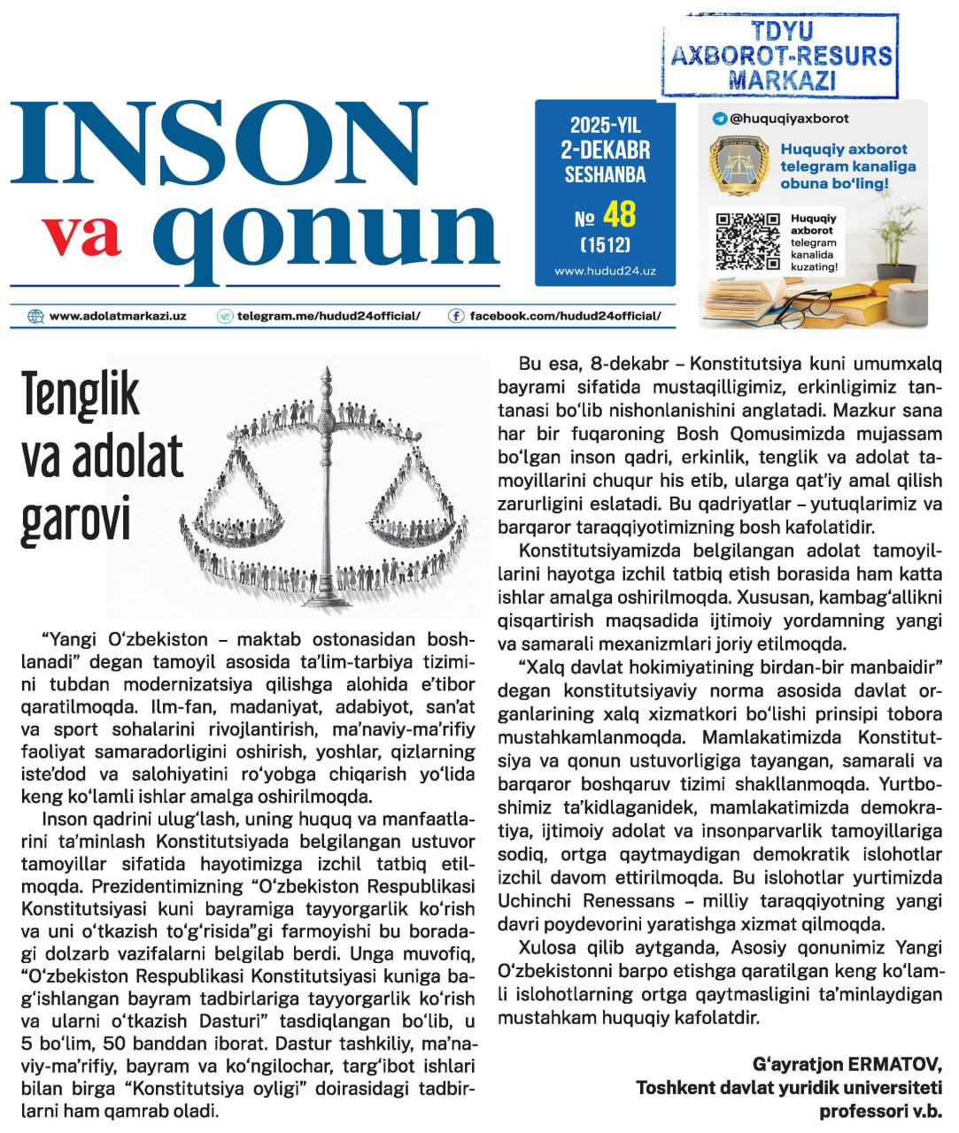 Tenglik va adolat garovi