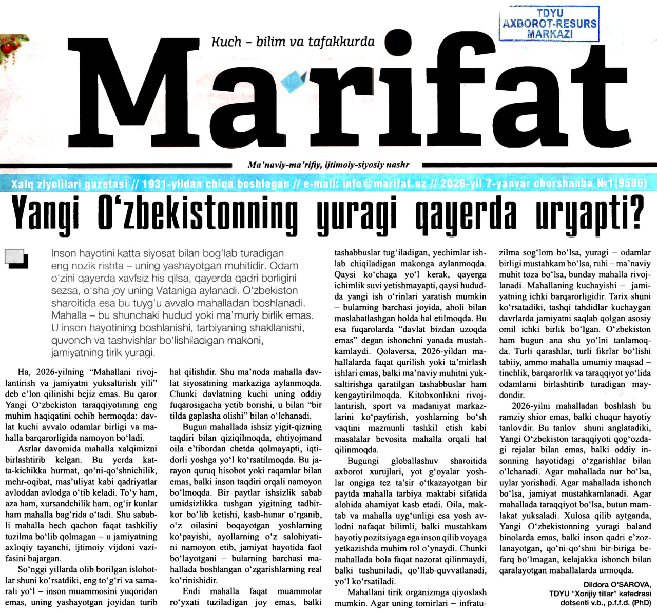 Yangi O'zbekistonning yuragi qayerda uryapti?