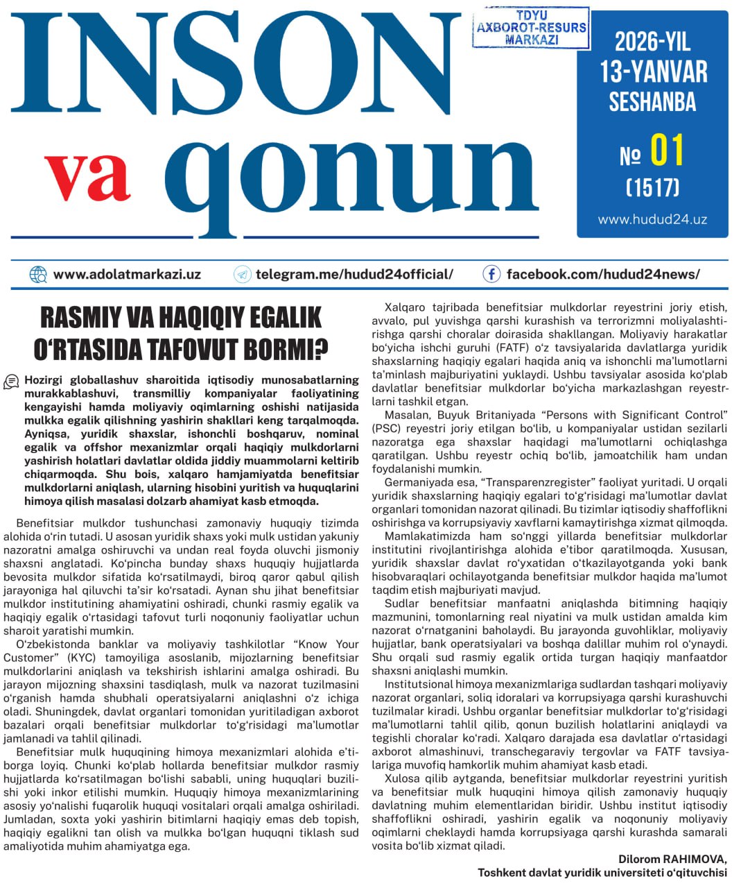 Rasmiy va haqiqiy egalik o'rtasida tafovut bormi?
