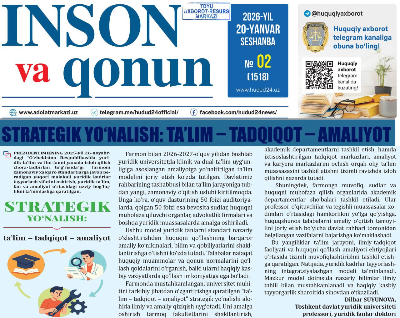 STRATEGIK YO‘NALISH: TA’LIM - TADQIQOT – AMALIYOT