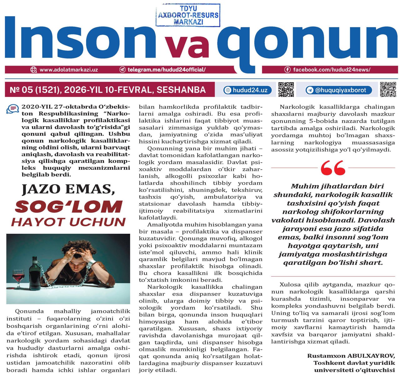 JAZO EMAS, SOG‘LOM HAYOT UCHUN
